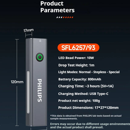Philips New Flashlight 600LM Supports 3 Type Dimming UV light, Red Laser, 365nm Purple Light, COB,Magnetic Function with a Clip
