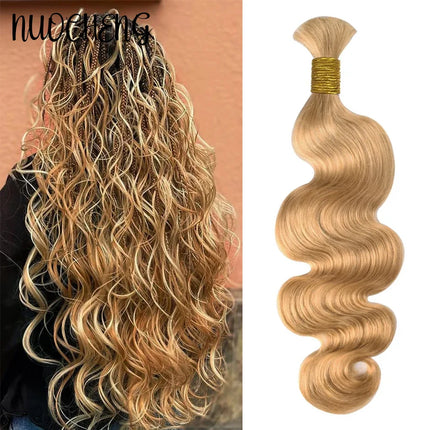 Blonde Body Wave Human Braiding Hair for Boho Braids 27# 2 Bundles Human Braiding Hair 100g Bulk Human Hair for 8-30inches