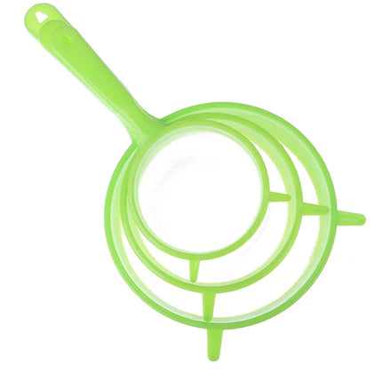 3pcs Plastic Fine Mesh Scoop Strainer Juice Tea Strainer Flour Colander Sieve Sifter Pastry Baking Tools Kitchen Accessories