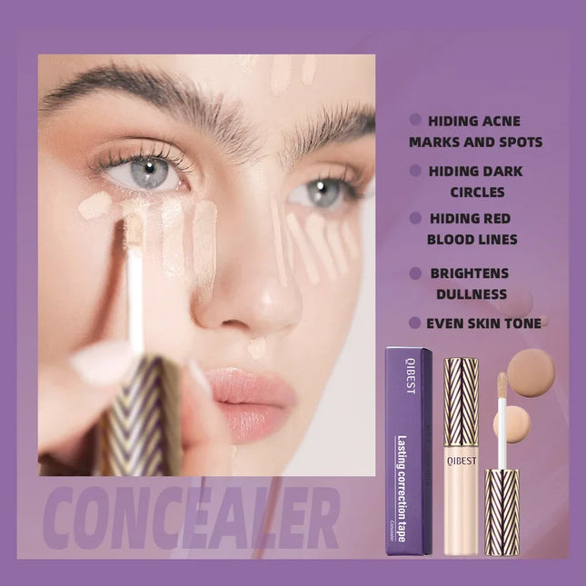 QIBEST Concealer Waterproof and Sweat Resistant Long Lasting Concealer Blush Cover Stains Acne Marks and Fade Dark Circles