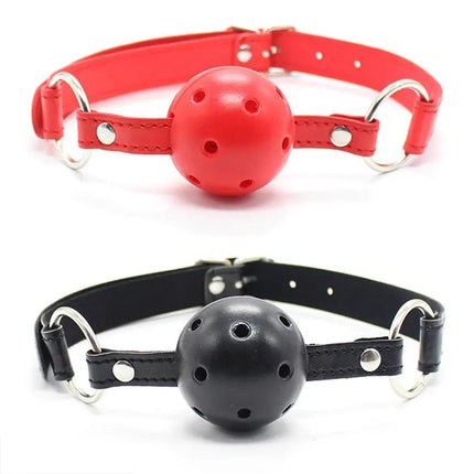 3 Colors Faux Leather Mouth Gag Adjustable Plastic Ball Adult Flirting Fetish Roleplay Game Props Couples BDSM Bondage Sex Toys
