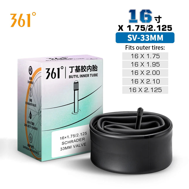 361 Degrees Bike Inner Tube 33/48MM Schrader Valve Bicycle Tube MTB Bike Cycling Tire Tubes 12/14/16/18/20/22/24/26/27.5/29 Inch