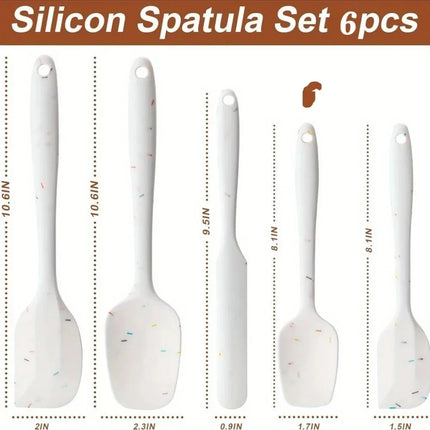 6PCS Silicone Spatula Set Food Grade Heat Resistant Non Stick for Baking Cooking Mixing Scraping Non Scratch Kitchen Utensils