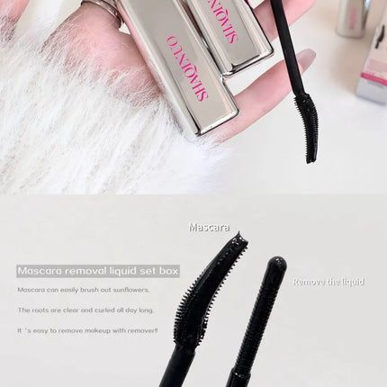 SHAQINUO Curly Black Sun Flower Mascara + Makeup Remover Set All Day Long-Wearing Lash-Lengthening Thick Volume Eyelashes