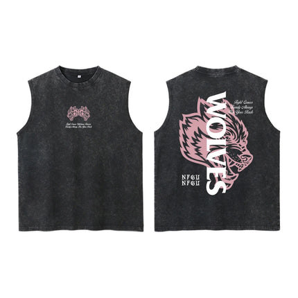 2026 Darc Wolves Sport Vintage Washed Vest Tees Gym Bodybuilding Fitness Sleeveless T Shirts Basketball Workout Darcs Tank Tops