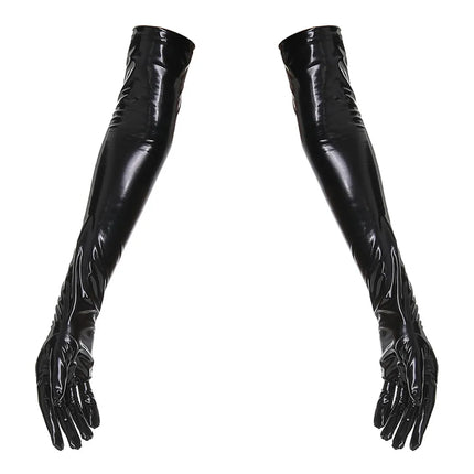 Sexy Women Patent Leather Long/Short Gloves PVC Wet Look Ladies Shiny Black Red Party Evening PU Gloves Cosplay Gothic Clubwear