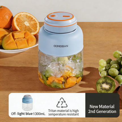 High Aesthetic 1300ml Large Capacity USB Rechargeable Portable Blender Juicer, Kitchen Fruit Juicer, Food Prep