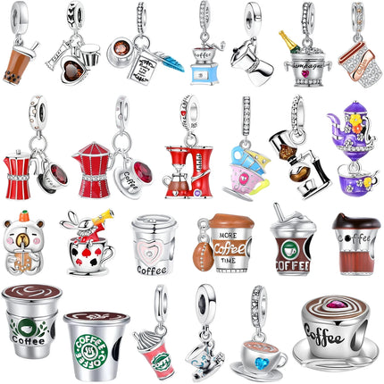 Classic 925 Sterling Coffee Cup Charms Tea Cup Beads Fit Original Bracelet Necklace Pendant Women Bracelet DIY Fine Jewelry Gift