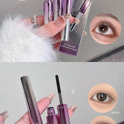 Silk Fiber Lashes Mascara with Metal Brush Head Long Lasting Curling Eyelash Extensions 4D Quick Dry Lengthening Eye Makeup Tool