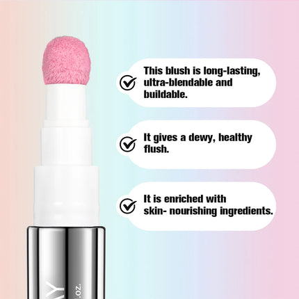 Cheek Blusher All-Day Liquid Blush Long-Lasting Buildable Ultra-Blendable Blush Liquid New Sponge Applicator Cheek Stain Makeup