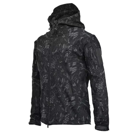 2024 Fall And Winter New Men's Tactical Jacket Sharkskin Soft Shell Windproof Waterproof Jacket Multi-Pocket Warm Men's Clothing