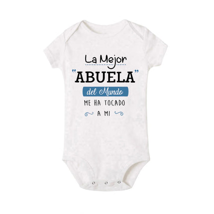 The Best Grandmother in The World Moved Me Print Newborn Bodysuit Baby Summer Romper Toddler Short Sleeve Jumpsuit Infant Outfit