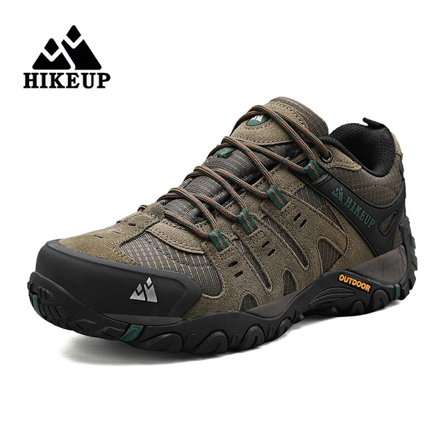 HIKEUP Men's Hiking Shoes Suede Leather Outdoor Shoes Wear-resistant Men's Trekking Walking Hunting Tactical Sneakers