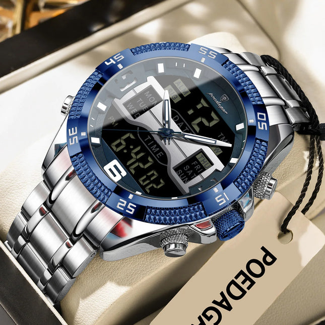 POEDAGAR Luxury Man Digital Watch Alarm Luminous LED Week Date Sports Quartz Men Watch Fashion Military Electronic Men's Watches