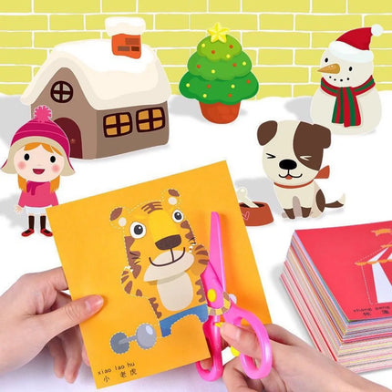 48Pcs Kids Craft Toys Handmade Paper Cut Book DIY Cartoon Scrapbooking Paper Art Toys Kids Learning Toys for Children Gifts