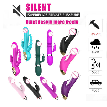 Silicone Rabbit Vibrator Large Dildo G Spot Clitoral Stimulator, Waterproof Rechargeable Dual Motor Female Masturbator Dildo