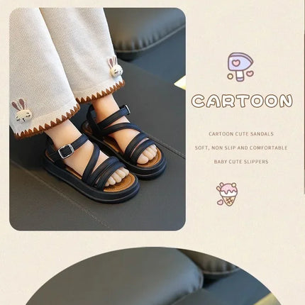 Elegant Summer New Style Korean Version Princess Children's Sandals Elegant Open Toe Stylish Versatile Cute Student Sandals