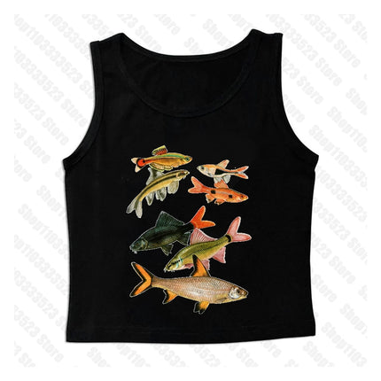 Punk Aesthetic Summer Baby Tank Gothic Harajuku Graphic Emo Girls T-shirt Vintage Crop Top Women's Clothes Tanks Y2k Style Clothes