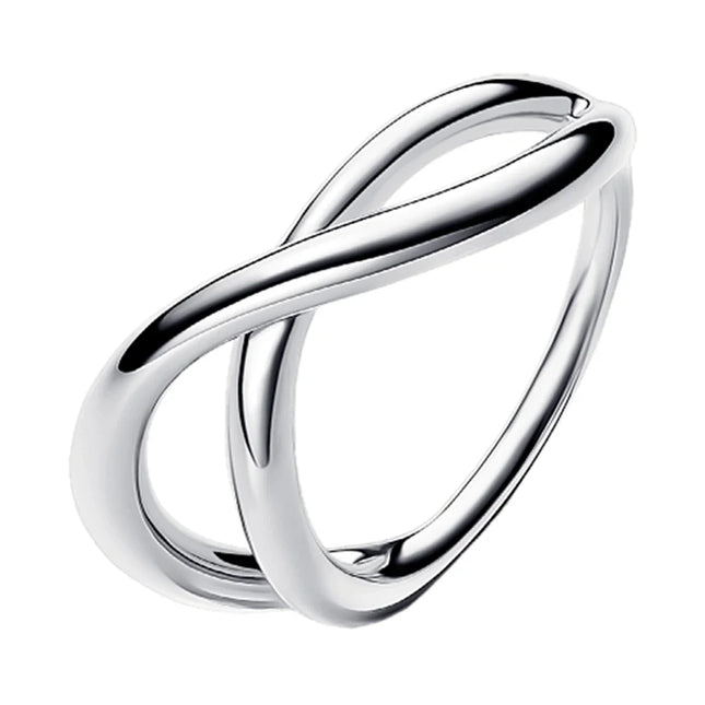 Fashionable 925 Sterling Silver Tri-Color Connected Heart, Interwoven, Sliding Heart, and Organic Double-Layer Ring - Couple Style Jewelry