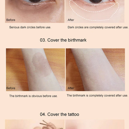 1pcs 3-Color Concealer Waterproof Full Coverage Concealer Professionally Cover Dark Circles Around Eyes and Face for All Skin