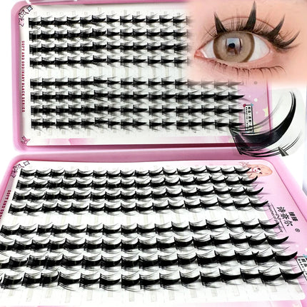 32Rows Fox Eye Manga False Eyelashes Large Capacity Tapered Thick Segmented Individual Cluster Lash Extensions Enlarge Eyes