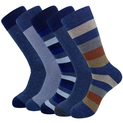 5 Pairs Mens Dress Socks Plus large Size，High Quality Combed Cotton Crew Socks，Black Cool Argyle Breathable Casual Socks for men