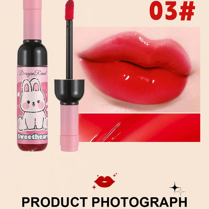 Wine Bottle Shaped Lip Gloss Set Long Lasting Moisturizing Non Transfer Liquid Lipstick With Cute Cartoon Design