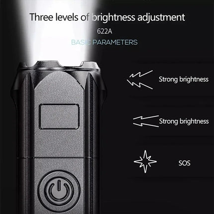 Powerful LED Camping Torch Flashlight High Power Rechargeable USB Waterproof Spotlight Telescopic Zoom Fishing Hunting Work Lamp