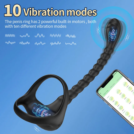 Prostate Massager Cock Ring Vibrators for Men Adult Sex Toy for Men Vibrating Cock Ring Stimulator Remote Control Anal Butt Plug