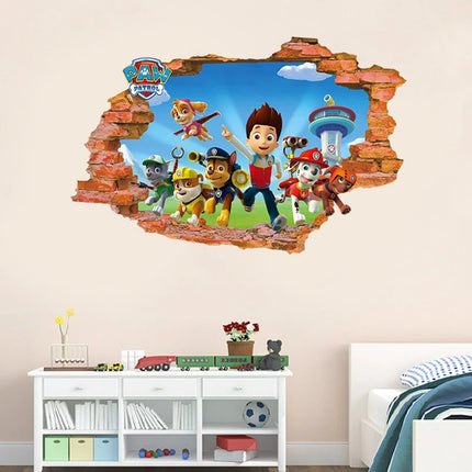 Cartoon 3d Paw Patrol Wall Stickers For Kids Rooms Living Room Boys Girls Children Bedroom PARTY DIY Home Decor