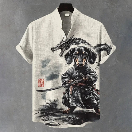 Summer Men's Short Sleeve Shirt Art Octopus Pattern 3D Printed Linen Short Sleeve Men's Shirt Casual Hawaiian Top
