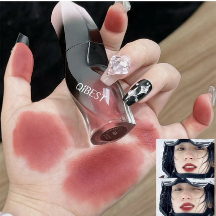 QIBEST 1PC Sexy Red Women's Lipstick Long Lasting Waterproof Liquid Lipstick Matte Lip Mud Non-Stick Cup Lip Gloss Tint Makeup