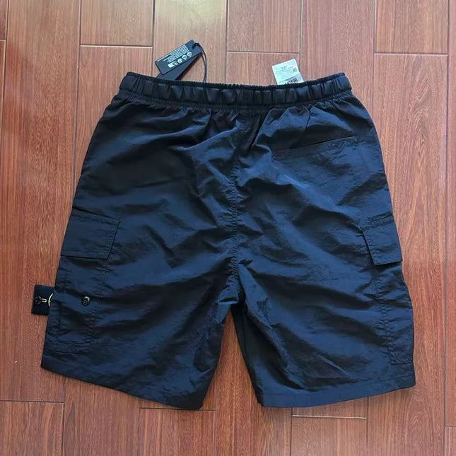 2026 Compass Patch Badge Cargo Shorts Italian Luxury Brand Style 3 Labels Men’s Quick Dry Casual Multi-Pocket Cargo Beach Shorts