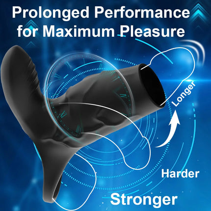 Vibrating Penis Sleeve Cock Ring G Spot Stimulate Sex Toys for Men 10 Vibration Modes Erection Trainer Delay Ejaculation Sex Toy