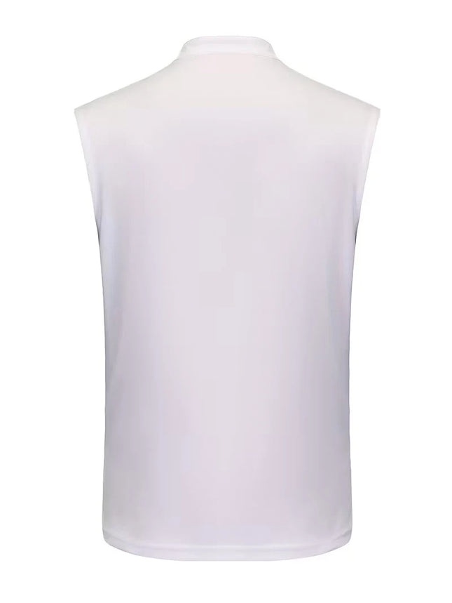 Men's Golf Print Stand Collar Sleeveless Henley Tank Top | Waffle Knit Breathable Casual Sports Shirt