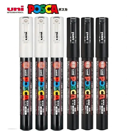 3pc UNI POSCA Marker Pen,White rotulador permanente Black Acrylic Graffiti PC 1M 3M 5M POP Pen For Glass Ceramic Leather Fabric
