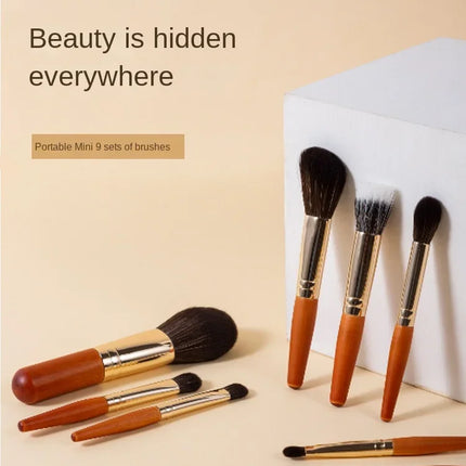 9Pcs/lot Mini Makeup Brush Set Portable Travel Cosmetic Brushes Kit Eyeshadow Foundation Powder Brushes Beauty Makeup Tools