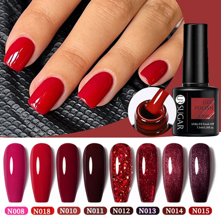 UR SUGAR 7.5ml Dark Wine Red Nail Gel Polish Autumn Gel Paint Nail Art Semi Permanent Nail Art Manicure Soak Off LED UV Nail Gel