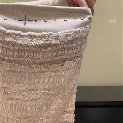 Korean Sleeveless Lace Patchwork Tube Top Tank Women Summer Pure Desire Sexy See-Through Waist-Cinching Slimming Top