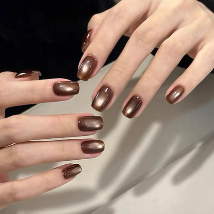 1pcs TC Coffee Brown Cat Eye Gel Nail Polish Whitening Caramel Maillard Brown Glass Bead Nail Art Holiday DIY Nail Polish Design
