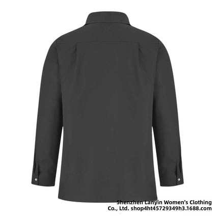 Long Sleeve Collared Men's Shirt Business Commute Style Polyester Fabric Machine Washable Spring Autumn Collection 2025