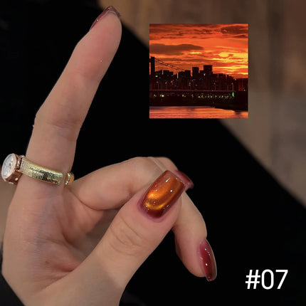 MIANEL 10ML Fiery Sunset Glass Beads Cat Eye Gel Nail Polish Winter Hot style Cat Magnetic Gel Nail Salon Black Nails 1-10pcs