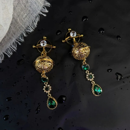 Erotic Emerald Nipple Clamps Bell Collar Female Anal Stimulator Gold Leash Chain Sexy Accessory Set BDSM Adult Sex Toys 18+