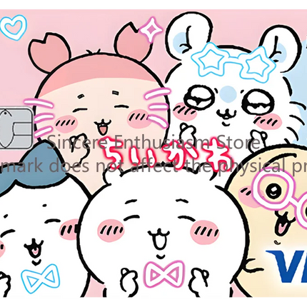 Cartoon Kawaii Chiikawas Credit Card Skin Stickers Cute Matte Sticker for VISA JCB Mastercard and Other IC Card Decorative