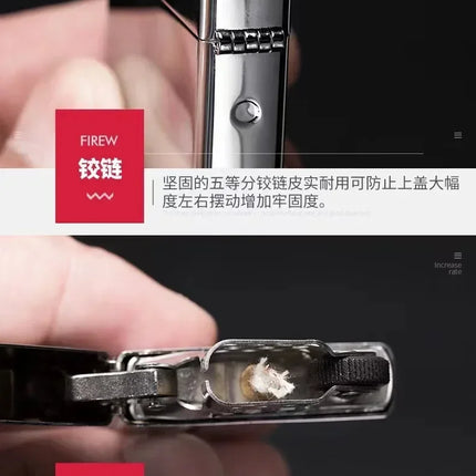 Zorro brass kerosene windproof lighter with personalized creativity, ultra-thin square angle smooth kerosene machine