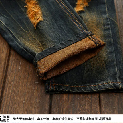 2026 Men's Dark Blue Jeans, Vintage Fashion Casual Trousers, Denim Pants Asian Sizes 29-38, 40, 42.