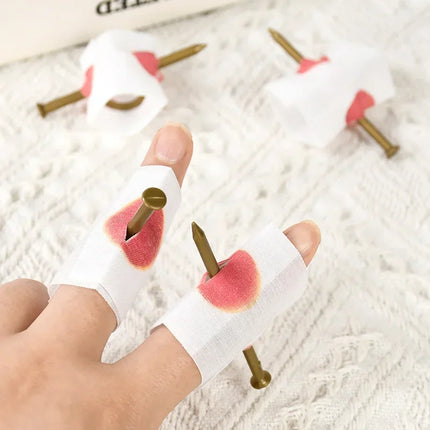1/5pcs Halloween Fake Nail Through Finger Prank Toys Scary Magic Toy Funny Bloody Nail Bandage April Fool's Day Trick Joke Toy