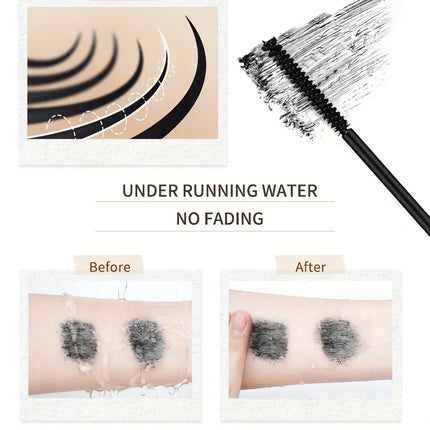 Micro-Fine Brush Mascara - Lengthening & Defining, Clump-Free, Waterproof, Smudge-Proof, Long-Lasting, Natural Volume