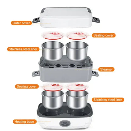 Electric Lunch Box Food Heater Portable Leakproof Food Warmer Heater for Travel Car and Home with 2 Layers rice cooker Lunch Box
