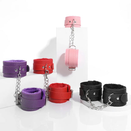 BDSM Play Sex Handcuffs Restraint Bondage Gear SM Slave Erotic Ankle Handcuffs Long Flush Handcuff Detachable Chain Clasp 18+
